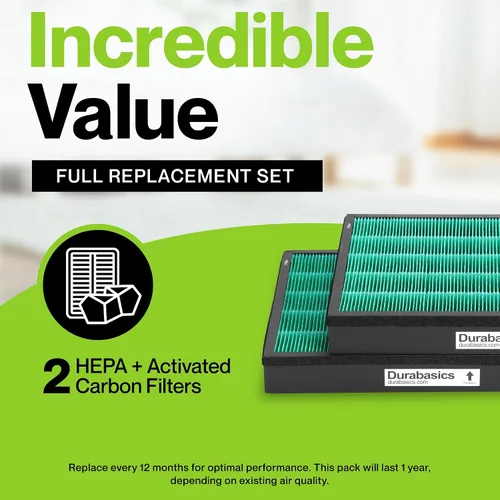 Vista 9 de Durabasics Replacement Compatible with 400/400S Airmega Max 2, High Performance HEPA and Activated Carbon Filter for Air Purifier, 2-Pack