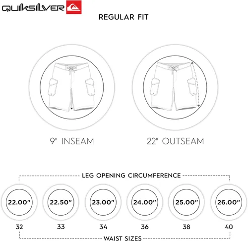 Vista 7 de Quiksilver Men's Swimwear Regular Fit Fixed Waist UPF 50 Quick Dry 22 Inch Board Shorts