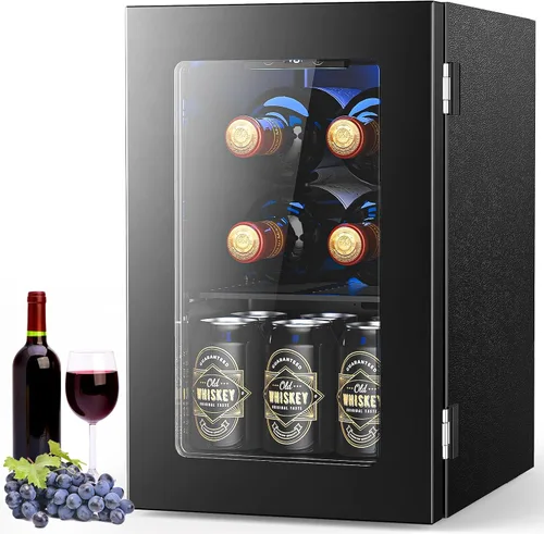 Vista 8 de Electactic Refrigerador de bebidas para 95 latas, mini refrigerador de 26 botellas, refrigerador de bebidas de 2.7 pies cúbicos, control de Negro