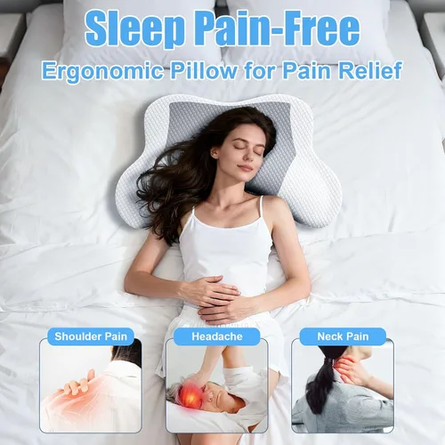 Vista 5 de Side Sleeper Pillow with Arm Hole, Ergonomic Memory Foam Cervical Pillow for Neck and Shoulder Pain Relief 2PCS Pillowcase, Ergonomic Knee, Leg, Arm