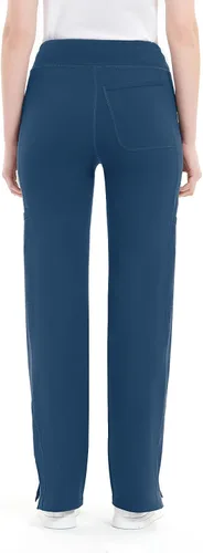Vista 2 de QBK Pantalones médicos de yoga para mujer, tiro medio, pantalones de trabajo de yoga, pantalones de cinco bolsillos