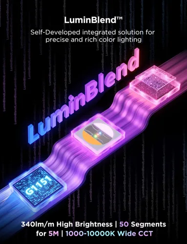 Vista 5 de Govee Tira de luz LED RGBWWIC 2 Pro de 6.56 pies, control inteligente, APP