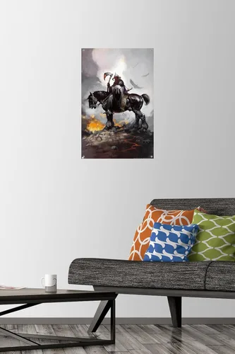 Vista 2 de Trends International Frank Frazetta - Póster de pared de Death Dealer 1, 14.72 x 22.37 pulgadas, paquete de póster premium y alfiler