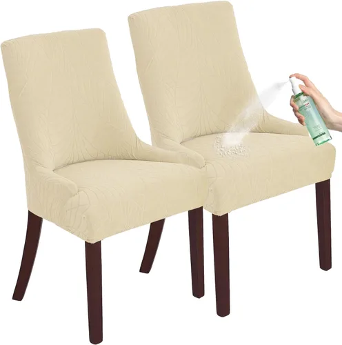 Vista 22 de Wingback - Funda impermeable para silla, funda de jacquard elástica (beige, 1 unidad) Instant room refresh with easy cleanup, dependable mess