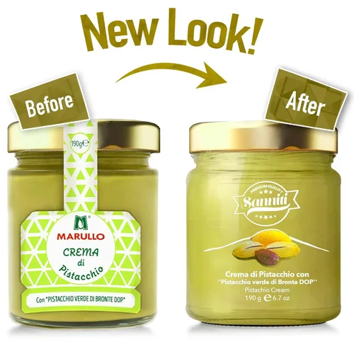 Vista 3 de Sanniti Marullo Crema de pistacho siciliano para untar de pistacho verde di Bronte DOP, 6.7 oz