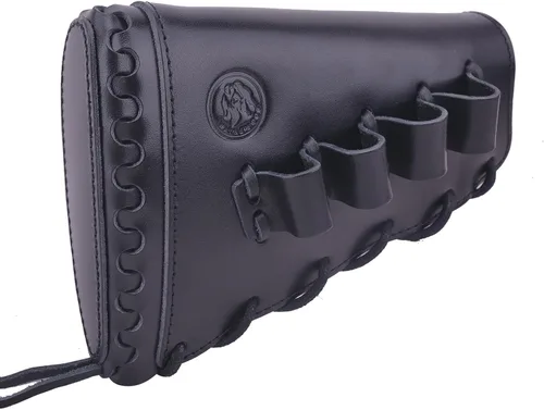 Vista 28 de Almohadilla de cuero para mejilla de culata cosida a mano para rifle 38/357 45-70 308 .22LR 12GA Mano zurda - Negro