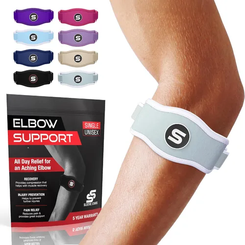 Vista 13 de Sleeve Stars - Codera de Codo de Tenis para Mujeres - Correa de Tenis Ajustable, Codera de Codo de Golfista para Hombres, Contrafuerza para Codo