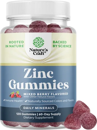 Vista 10 de Gomitas de zinc extra fuertes para adultos, suplementos de zinc masticables para mujeres y hombres para apoyo energético e inmunológico, vitaminas