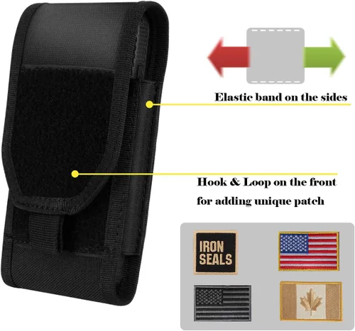 Vista 5 de Funda táctica Molle para teléfono inteligente grande para iPhone 17 Pro Max/16 Pro Max/16 Pro/16/15 Pro Max/14 Pro Max/13 Pro Max