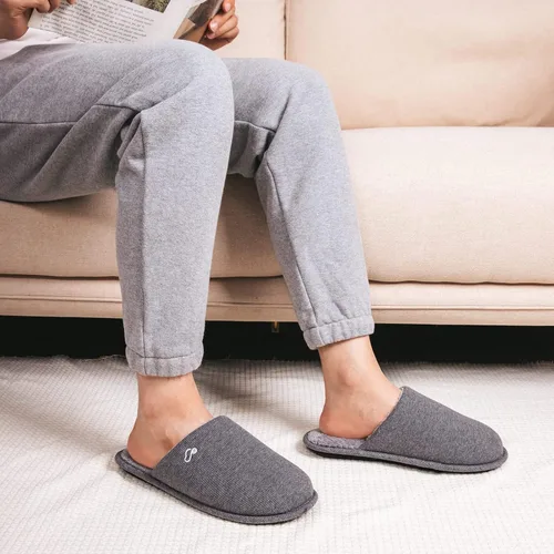 Vista 3 de EverFoams Men's Cotton Knit Memory Foam Indoor Slippers Light Weight House Shoes with Anti-Skid Sole