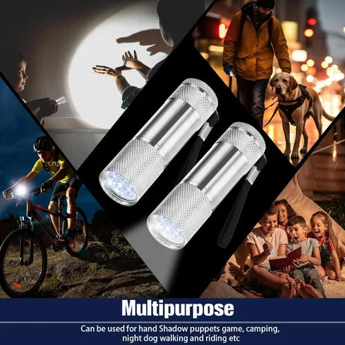 Vista 6 de VIHOSE 12 piezas de linternas mini a granel, linternas de mano brillantes de aluminio con cordón, linternas LED pequeñas para lectura nocturna