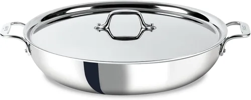 Vista 9 de All-Clad D3 Sartén Salteadora de Acero Inoxidable de 3 Capas con Tapa y Mango 3 Cuartos, Inducción, Apto para Horno y Parrilla 600F