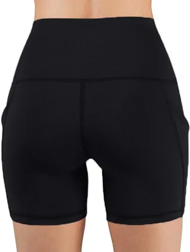 Vista 5 de HBDHEJL Pantalones cortos de correr para mujer, de cintura alta, dos bolsillos laterales, pantalones cortos de yoga para ciclismo, entrenamiento