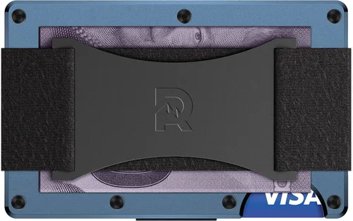 Vista 3 de The Ridge Cartera delgada minimalista para hombre, Cobalto mate (titanio), Minimalista