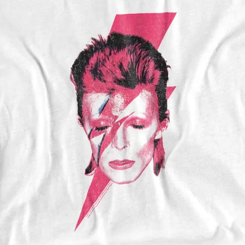 Vista 2 de Popfunk David Bowie Aladdin Sane Álbum Art Camiseta (blanco)