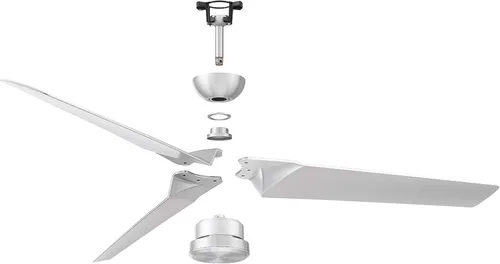 Vista 8 de Roboto - Ventilador de techo inteligente de 3 aspas para interiores y exteriores, aluminio cepillado de 52 pulgadas con control remoto, funciona