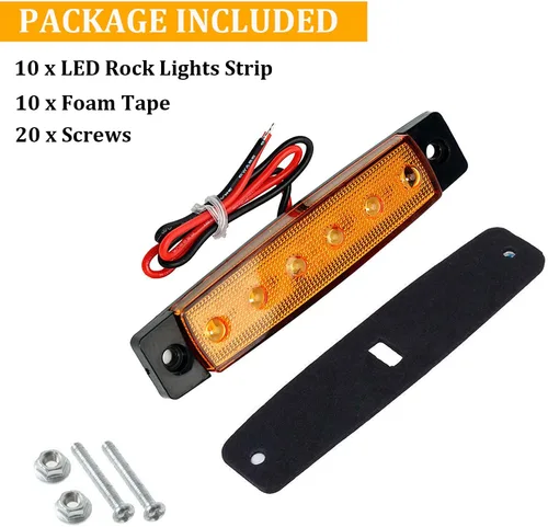 Vista 7 de PSEQT 10 unidades de luces LED de tira de roca para auto, luces de rueda de bajo brillo, kits de iluminación para guardabarros, impermeables