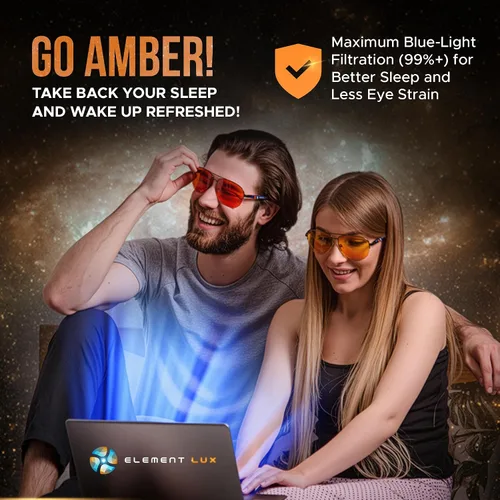 Vista 5 de Blue Light Blocking Glasses Amber Lenses -For Better Sleep, Gaming, Eye Strain Blocker, Computer, Sunglasses