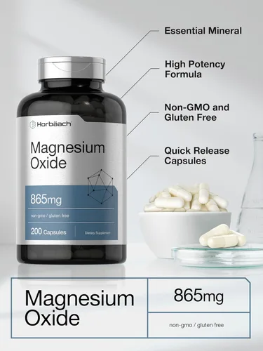 Vista 4 de Horbäach Óxido de magnesio 865 mg 200 cápsulas Suplemento sin OMG y sin gluten