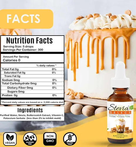 Vista 3 de Stevia Drops Butterscotch, Avellana y Mantequilla Pecan Stevia Select Keto Coffee Sabor de Stevia sin azúcar (3) Paquete