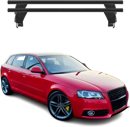 Vista 17 de OMAC Portaequipajes de techo liso para Audi A3 2005-2012 3Dr negro / barras transversales de techo de automóvil de carga de 110 libras - Aluminio
