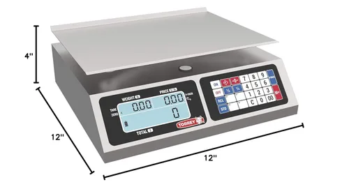 Vista 2 de TORREY LPC40L balanza electrónica de precio con batería recargable, 100 memorias, 8 teclas de acceso directo. Material: acero inoxidable. Peso: 40 lb