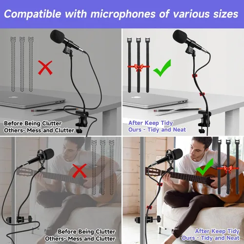 Vista 6 de Soporte para micrófono de podio 2 en 1 y soporte para micrófono, soporte flexible de cuello de cisne de 13.78 pulgadas, soporte para micrófono
