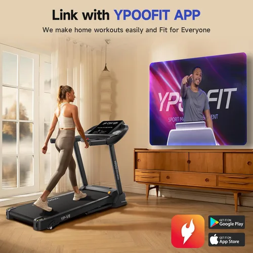 Vista 4 de YPOO Cintas de correr para uso doméstico, caminadora con inclinación, cintas de correr plegables automáticas para el hogar, cinta de correr de 8.0
