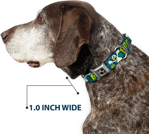 Vista 6 de Collar de perro hebilla de cinturón de seguridad Ghost Boo azul multicolor 9 a 15 pulgadas 1.0 pulgadas de ancho