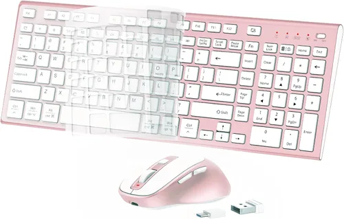 Vista 9 de FENIFOX - Teclado y mouse inalámbricos recargables, con teclado numérico, color gris Quiet Silent, Slim Thin Flat Low Profile Soft Key, USB C