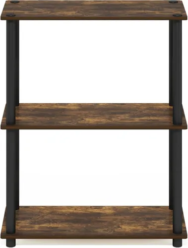 Vista 5 de Furinno Turn-N-Tube - Estantes de almacenamiento, estante para libros de 3 niveles, estante esquinero, estantes abiertos sin herramientas