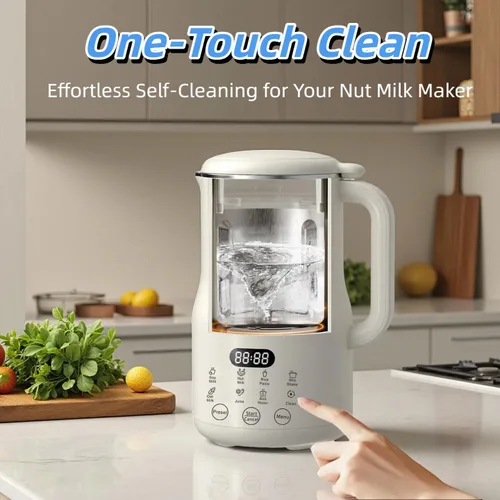 Vista 5 de Licuadora automática para leche de nueces 8 en 1, 40.6 oz, leches caseras de almendra, avena, coco, soja, a base de plantas y sin lácteos, máquina