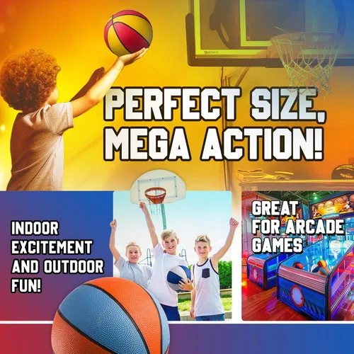 Vista 2 de PlayBolt Mini pelotas de baloncesto de goma de 7 pulgadas, tamaño 3 (paquete de 4) – Baloncesto de piscina para niños en varios colores interiores