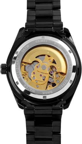 Vista 5 de FANMIS Reloj mecánico de lujo de acero inoxidable esqueleto impermeable automático automático automático reloj de pulsera luminoso