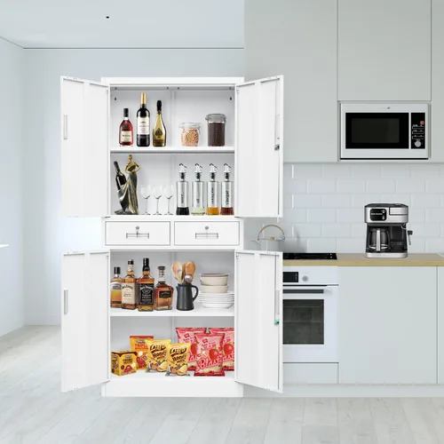 Vista 67 de BESFUR Armarios de almacenamiento de metal con estantes y puertas, armario de almacenamiento con cerradura de 36" de altura para oficina en casa