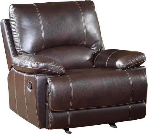 Vista 38 de Blackjack Furniture Brantley Collection - Sofá biplaza reclinable tapizado de cuero con consola, asientos acolchados de felpa con bobina Marrón