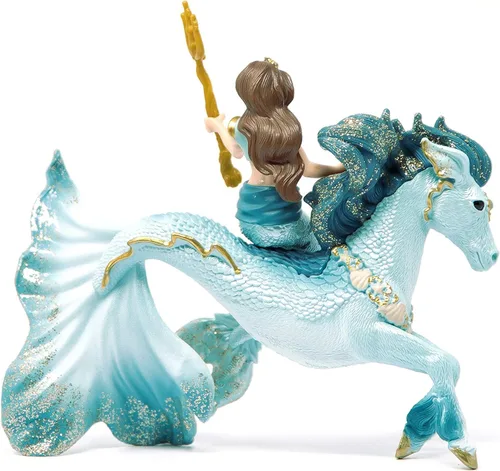 Vista 9 de Schleich Bayala - Figura de sirena Eyela de 3 piezas con caballo mágico, juguete de sirena y caballito de mar para niñas y niños, juguete submarino