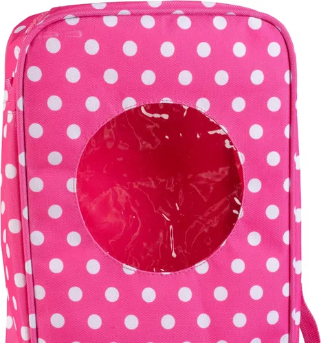 Vista 7 de Estuche de transporte para muñecas – (lunares rosados) para cualquier muñeca de 18 pulgadas – Organizador de almacenamiento de accesorios de viaje