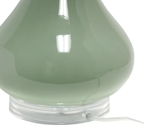 Vista 4 de Elegant Designs LT3312-SGE - Lámpara de mesa de cerámica contemporánea pulida en forma de lágrima de 66,7 cm con pantalla cónica de tela blanca