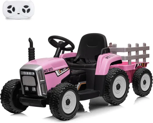 Vista 14 de Nasitip Tractor eléctrico con batería de 12 V con remolque y control remoto Azul