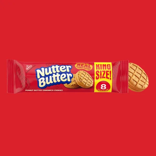 Vista 3 de NUTTER BUTTER Galletas Sándwich de Mantequilla de Maní, Tamaño King, 10 Paquetes de Bocadillos de 3.5 oz