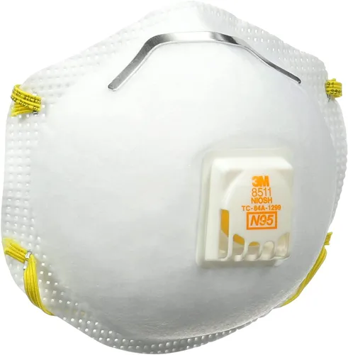 Vista 12 de 3M - Respirador N95 8511, paquete de 10, aprobado por NIOSH, N95, cuenta con válvula de exhalación 3M COOL FLOW, alivio del polvo y ciertas