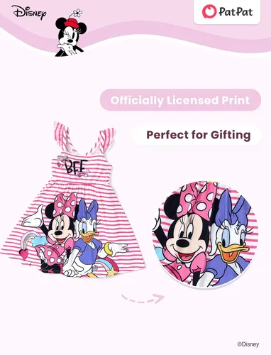 Vista 2 de Disney Vestido de princesa Minnie Mouse Frozen Elsa para niña pequeña, manga con volantes, tirantes cruzados, para cumpleaños, verano, 2-6 años
