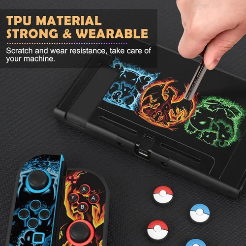 Vista 3 de DLseego Funda protectora para interruptor de monstruo de dibujos animados, carcasa de TPU suave a prueba de golpes, resistente a los arañazos, piel