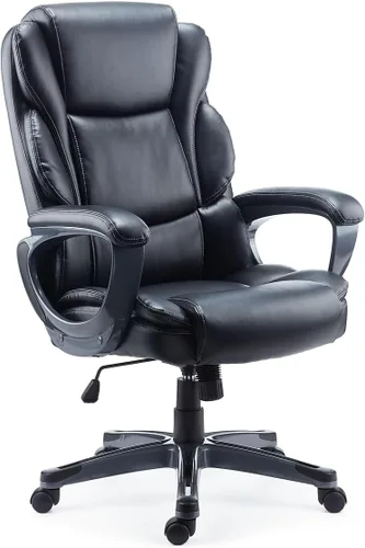 Vista 3 de Staples Mcallum Silla ergonómica de oficina ejecutiva y gerente, silla giratoria de escritorio con ruedas, altura ajustable, cuero regenerado