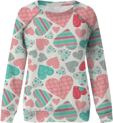 Vista 11 de Sudadera de manga larga con estampado de leopardo y corazón para mujer, para el día de San Valentín, sin botones, para niñas, regalos
