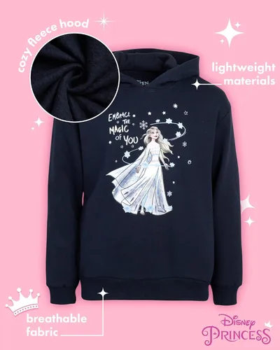 Vista 2 de Disney Sudadera de princesa para niñas Frozen Elsa Anna Cenicienta Belle Moana sudadera con capucha 2T-7