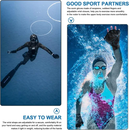 Vista 4 de TAGVO Guantes acuáticos de natación, guantes acuáticos para ayudar a la resistencia de la parte superior del cuerpo, guantes de natación con malla