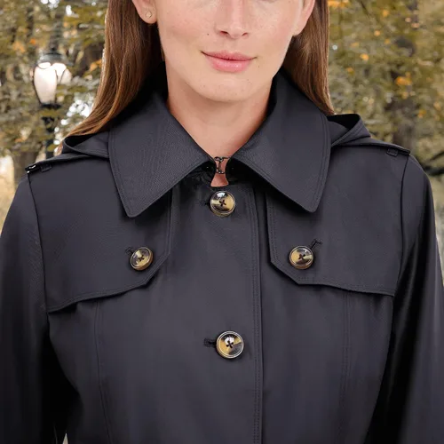 Vista 3 de LONDON FOG womens Single Breasted Long Trench Coat With Epaulettes and Belt