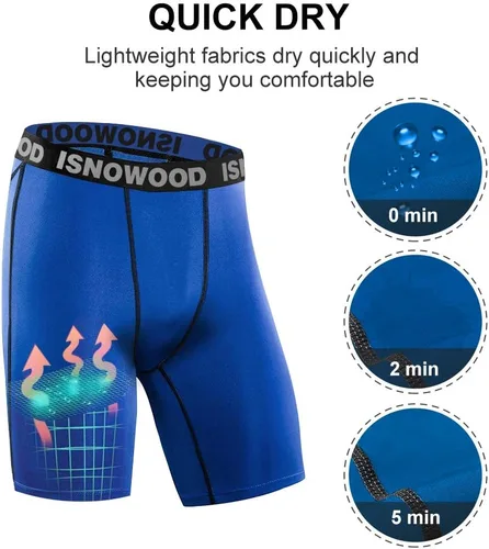 Vista 5 de Isnowood - Pantalones cortos de compresión para hombre, ropa interior atlética de elastano, para ejercicio, correr